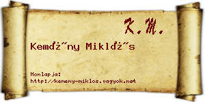 Kemény Miklós névjegykártya